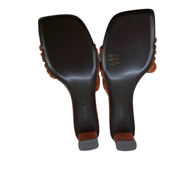 NEW Frame Le Tonga Mules Slides Brick Brown Heels 40.5 / 10 Strappy Sandals - Picture 9 of 9